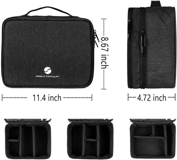 Travel Electronics Organizer, Waterproof Cable Organizer Bag for Electronic Accessories Double Layer Large Shockproof Cable Storage Bag for Cord, Power Bank, Tablet(Up to iPad 11 inch) - Black - Image 3