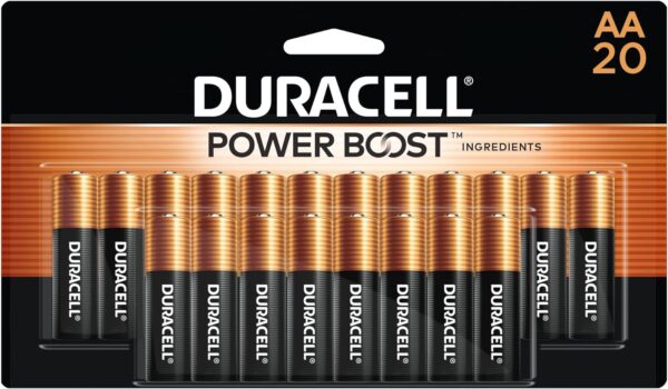 Duracell Coppertop AA Batteries with Power Boost Ingredients, 20 Count Pack Double A Battery with Long-lasting Power, Alkaline AA Battery for Household and Office Devices