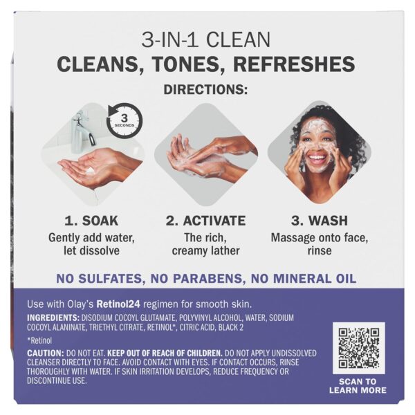 Olay Cleansing Melts + Retinol Face Cleanser, 64 ct. total (2 x 32 ct.), Water-Activated Face Wash to Clean, Tone, and Refresh - Image 3